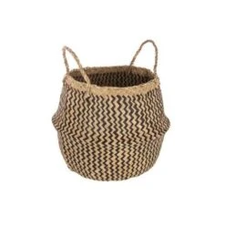 ATMOSPHERA Panier Seagrass Pli Motif - Noir