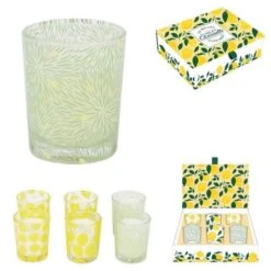 Coffret De 6 Bougies Parfumées Citronnelles - M12 - 4,5 X 4,5 X 5,5 Cm - Jaune Et Vert - CMP