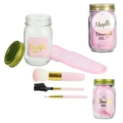 COSMETIC CLUB Coffret Maquillage En Bocal Mason Jar Beauté - 4 Pieces - Rose -Maison Eclat Boutique cosmetic club coffret maquillage en bocal mason jar beaute 4 pieces rose 3664944068211 456441