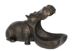 Figurine Hippopotame Bronze Jango L 26.5 Cm