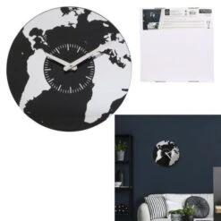 HOME DECO Factory Horloge Verre Mappemonde M6 HO2920 -Maison Eclat Boutique home deco factory horloge verre mappemonde m6 ho2920 3664944185093 487745