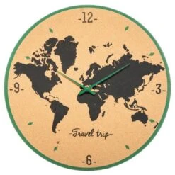 Horloge Carte Du Monde En Liege - Ø48 Cm - Multicouleur