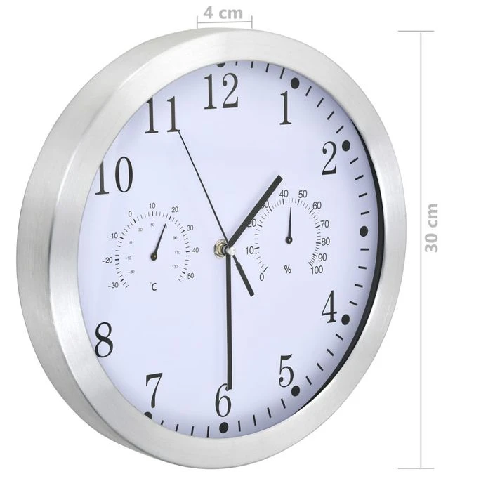 Horloge Murale à Quartz Hygromètre Et Thermomètre 30 Cm Blanc 8 Horloge Murale à Quartz Hygromètre Et Thermomètre 30 Cm Blanc – Image 6
