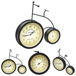 Horloge Murale De Jardin Avec Thermomètre Bicyclette Vintage