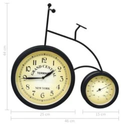 Horloge Murale De Jardin Avec Thermomètre Bicyclette Vintage -Maison Eclat Boutique horloge murale de jardin avec thermometre bicyclette vintage 8718475604730 1271592