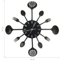 Horloge Murale Et Cuillère Avec Fourchette Noir 40 Cm Aluminium -Maison Eclat Boutique horloge murale et cuillere avec fourchette noir 40 cm aluminium 3666722337441 967047