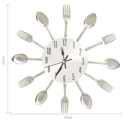 Horloge Murale Et Cuillère Et Fourchette Argenté 31cm Aluminium -Maison Eclat Boutique horloge murale et cuillere et fourchette argente 31cm aluminium 3666722337458 967042