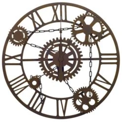 Horloge Murale Marron 80 Cm Métal -Maison Eclat Boutique horloge murale marron 80 cm metal 3666722347068 954206