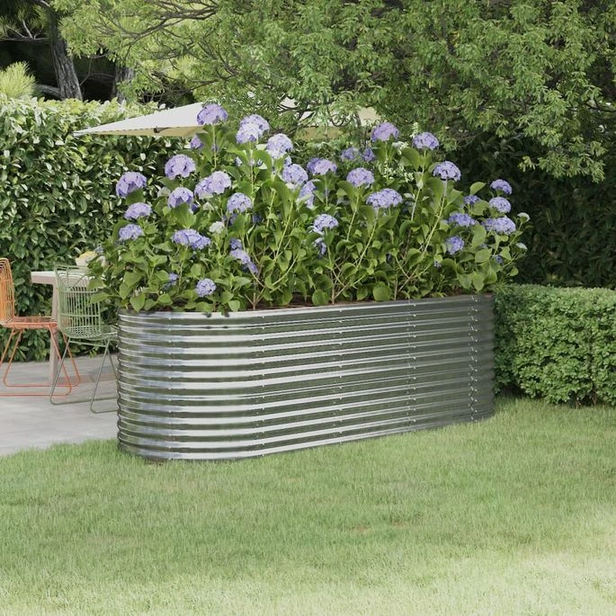 Jardinière Acier Enduit De Poudre 224x80x68 Cm Argenté 3 Jardinière Acier Enduit De Poudre 224x80x68 Cm Argenté