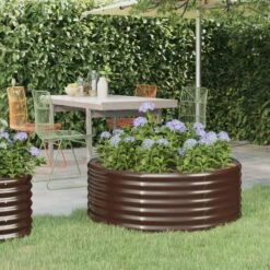 Jardinière De Jardin Acier Enduit De Poudre 100x100x36cm Marron
