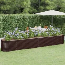 Jardinière De Jardin Acier Enduit De Poudre 440x80x68 Cm Marron