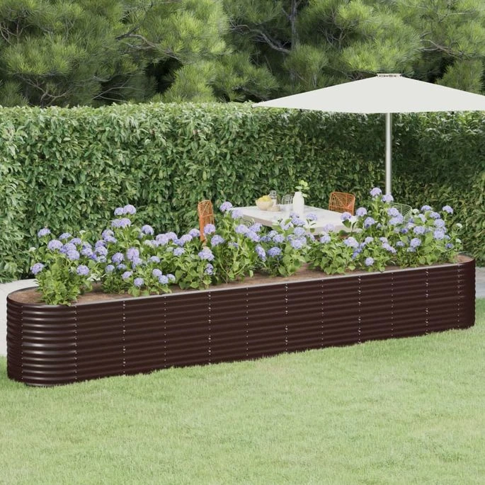 Jardinière De Jardin Acier Enduit De Poudre 440x80x68 Cm Marron 3 Jardinière De Jardin Acier Enduit De Poudre 440x80x68 Cm Marron