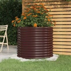 Jardinière De Jardin Acier Enduit De Poudre 80x80x68 Cm Marron