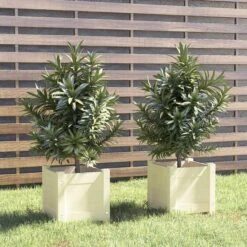 Jardinières 2 Pcs Blanc 31x31x31 Cm Bois De Pin Massif