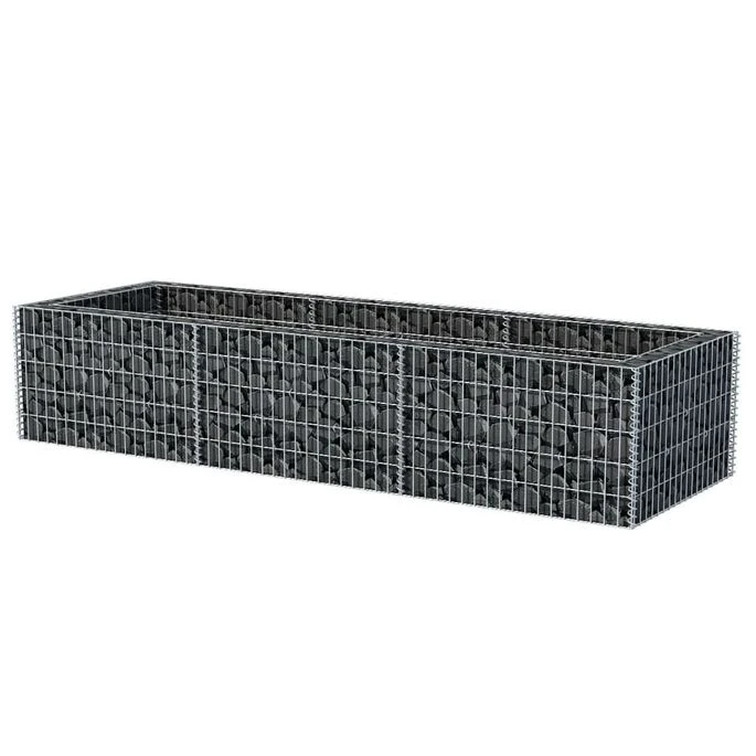 Lit Surélevé à Gabion Acier 270x90x50 Cm 5 Lit Surélevé à Gabion Acier 270x90x50 Cm – Image 3