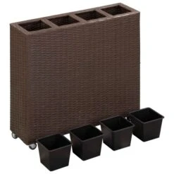 Lit Surélevé De Jardin 4 Pots 80x22x79 Cm Résine Tressée Marron -Maison Eclat Boutique lit sureleve de jardin 4 pots 80x22x79 cm resine tressee marron 3666722323321 982434