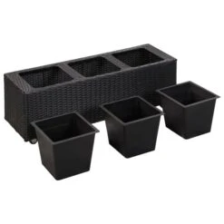 Lit Surélevé De Jardin à 3 Pots 100x30x36cm Résine Tressée Noir -Maison Eclat Boutique lit sureleve de jardin a 3 pots 100x30x36cm resine tressee noir 8719883806464 982389