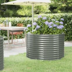 Maison Eclat Boutique 23 Lit Surélevé De Jardin Acier Enduit De Poudre 100x100x68cm Gris