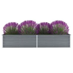 Lit Surélevé De Jardin Acier Galvanisé 240x80x45 Cm Gris