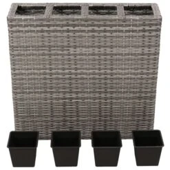 Lit Surélevé De Jardin Avec 4 Pots Résine Tressée Gris -Maison Eclat Boutique lit sureleve de jardin avec 4 pots resine tressee gris 3666722325424 980036