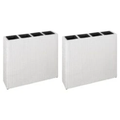 Maison Eclat Boutique 11 Lits Surélevés De Jardin Et 4 Pots 2 Pcs Résine Tressée Blanc