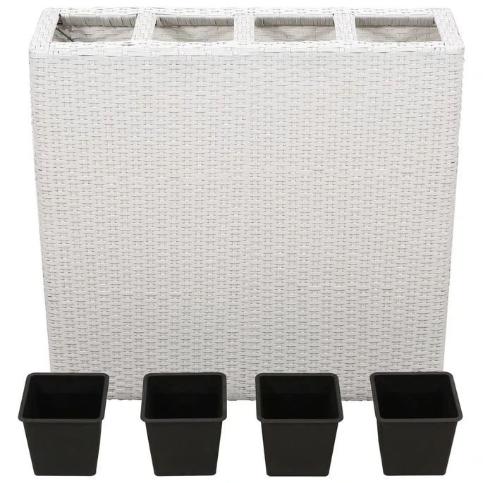 Lits Surélevés De Jardin Et 4 Pots 2 Pcs Résine Tressée Blanc 6 Lits Surélevés De Jardin Et 4 Pots 2 Pcs Résine Tressée Blanc – Image 4