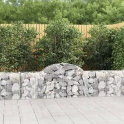 Maison Eclat Boutique 15 Paniers à Gabions Arqués 18 Pcs 200x30x60/80 Cm Fer Galvanisé