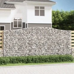 Paniers à Gabions Arqués 3 Pcs 400x30x180/200 Cm Fer Galvanisé
