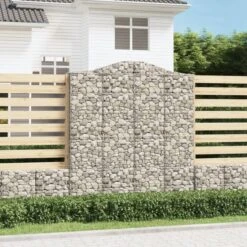 Paniers à Gabions Arqués 5 Pcs 200x50x220/240 Cm Fer Galvanisé