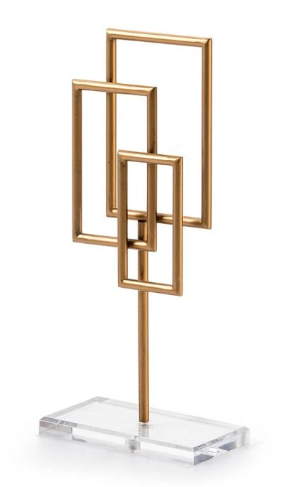Sculpture Acrylique Rectangulaire Et Métal Doré Vare 3 Sculpture Acrylique Rectangulaire Et Métal Doré Vare