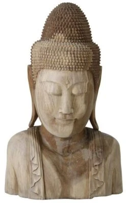 Sculpture Bois D'acacia Naturel Artisanal Budha