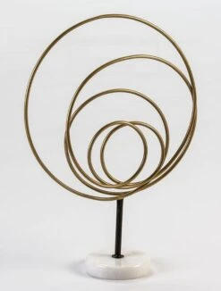 Sculpture Métal Doré Et Noir Et Marbre Blanc Booly H 54 Cm