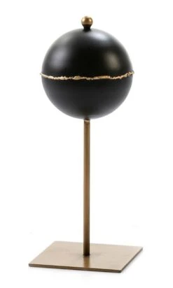 Sculpture Métal Doré Et Noir Round H 38