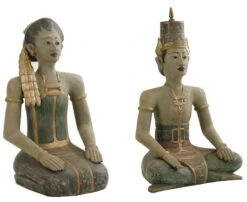 Sculpture Paire Acacia Massif Vert Décapé Vanessa -Maison Eclat Boutique sculpture paire acacia massif vert decape vanessa 197851