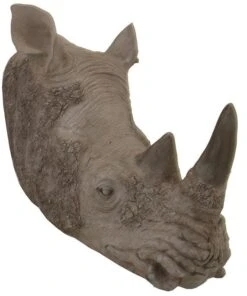 Sculpture Rhinocéros Résine Gris Vieilli Pablo