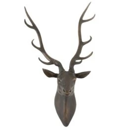 Sculpture Tête De Renne Suspendue Résine Marron Rusty Nissy