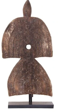 Sculpture Tortue Bois De Teck Marron Vieilli Galina