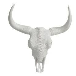 Scuplture Suspendue Crâne Résine Blanche Bialli