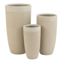 Set De 3 Vases Argile Beige Liray
