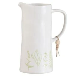 Vase Avec Manche Céramique Blanc Et Vert Neela