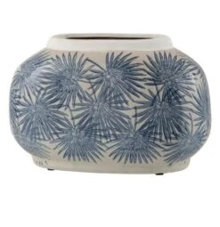 Vase Céramique Blanc Et Bleu Neela H 18 Cm