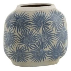 Vase Céramique Blanc Et Bleu Neela H 22 Cm