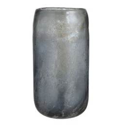 Vase Cylindrique Verre Bleu Gris Liath H 36 Cm - Lot De 2