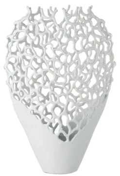 Vase Mer Métal Blanc Carolina L 33 Cm
