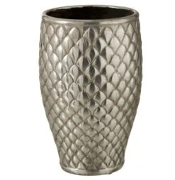 Vase Métal Argenté à Carreaux Neela H 30 Cm