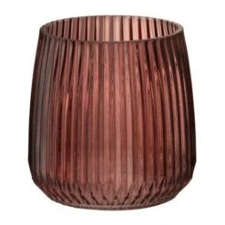 Vase Rond Verre Bordeaux à Rayures Corali H 17 Cm