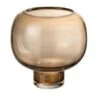 Vase Sur Pied Verre Marron Clair Cintee H 14 Cm