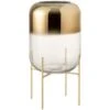 Vase Transparent Et Pieds Métal Doré Narsh H 35 Cm -Maison Eclat Boutique vase transparent et pieds metal dore narsh h 35 cm 5415203956279 358958