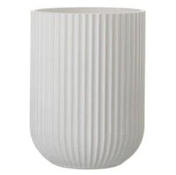 Vase Verre Blanc à Stries Ettis H 23 Cm - Lot De 4