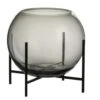 Vase Verre Gris Sur Pied Métal Noir Liath - Lot De 2 -Maison Eclat Boutique vase verre gris sur pied metal noir liath lot de 2 5415203923363 363192